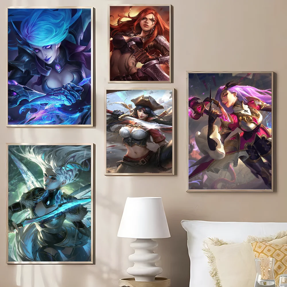 League Of Legends Katarina Whitepaper Poster HD Quality Poster Wall Art Painting Study Room Wall Decor