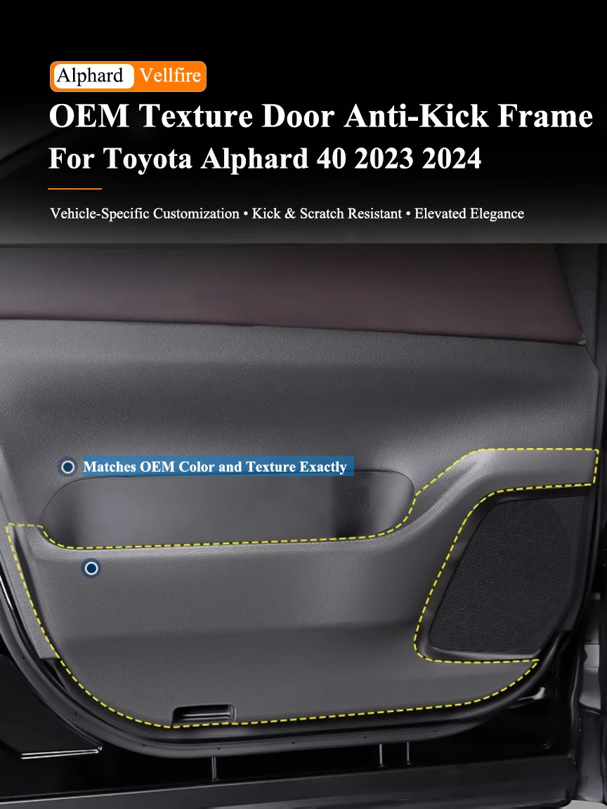 

2pcs Car Door Anti-Kick Pad Scuff Plate For Toyota Alphard 40 Series 2023 2024 Anti-scuff Door Trim Interior Accessories