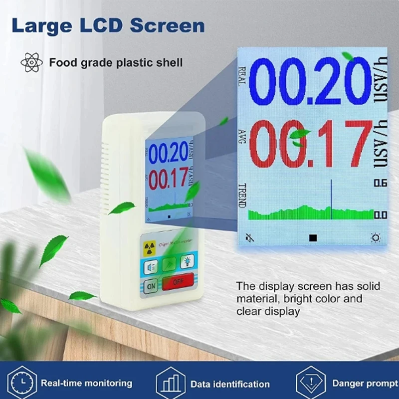 BR-6 Geiger Counter Detektor Radiasi Nuklir Dosimeter Pribadi Detektor Gamma Beta Sinar-X Alat Marmer Penguji Radioaktif LCD