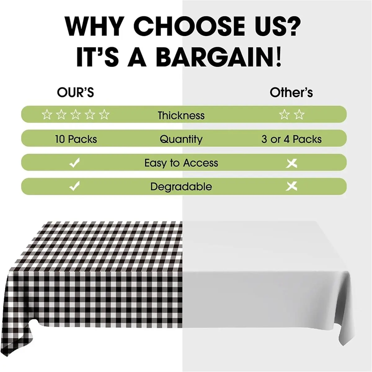 10pcs Plastic Table Cloth Disposable, 54 X 108 Inch, for Parties, Picnics, Decorative Tablecloths for Rectangle Tables