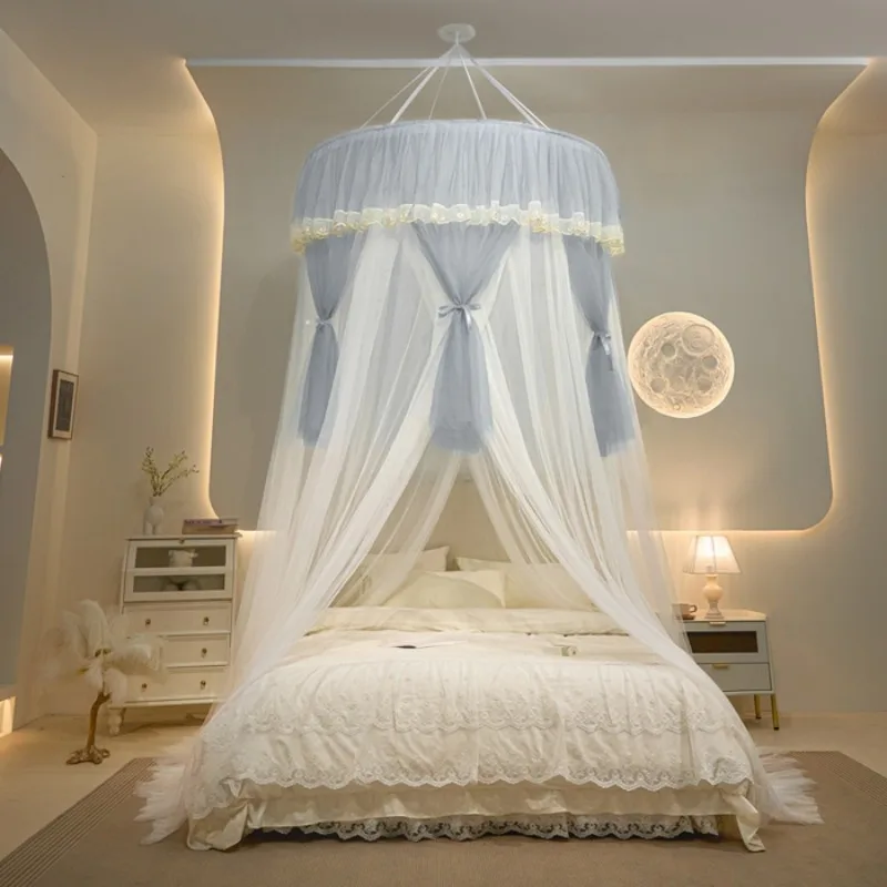 

2025 new luxury palace ceiling mosquito net home bedroom double door floor-to-ceiling princess style dome pattern tent