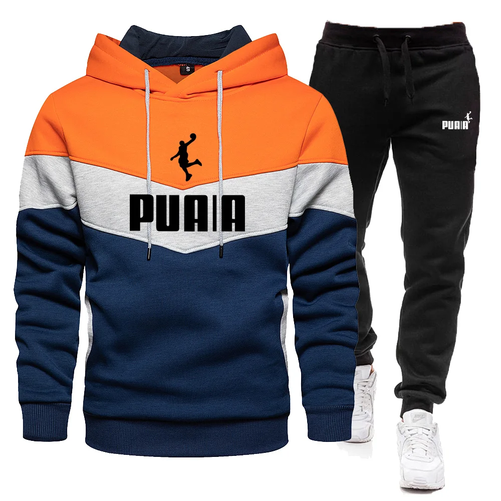 2 Pieces Sets Tracksuit Hooded Sweatshirt +Drawstring Pants Male Sport Hoodies Running Sportswear Men Women Brand Autumn Winter