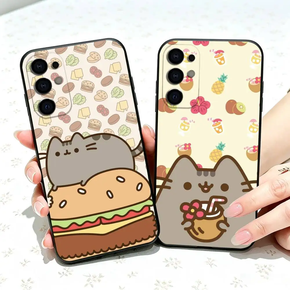 Cute P-Pusheens-es  Phone Case For Samsung S25,S24,S21,S22,S23,S30,Ultra,S20,Plus,Fe,Soft Silicone Black Cover