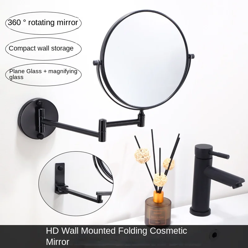 

Dressing Mirror Wall Mounted 8 Inch Magnifying Two-sides Mirror Space Aluminum Black Makeup Mirror Cosmetic Lady Gift