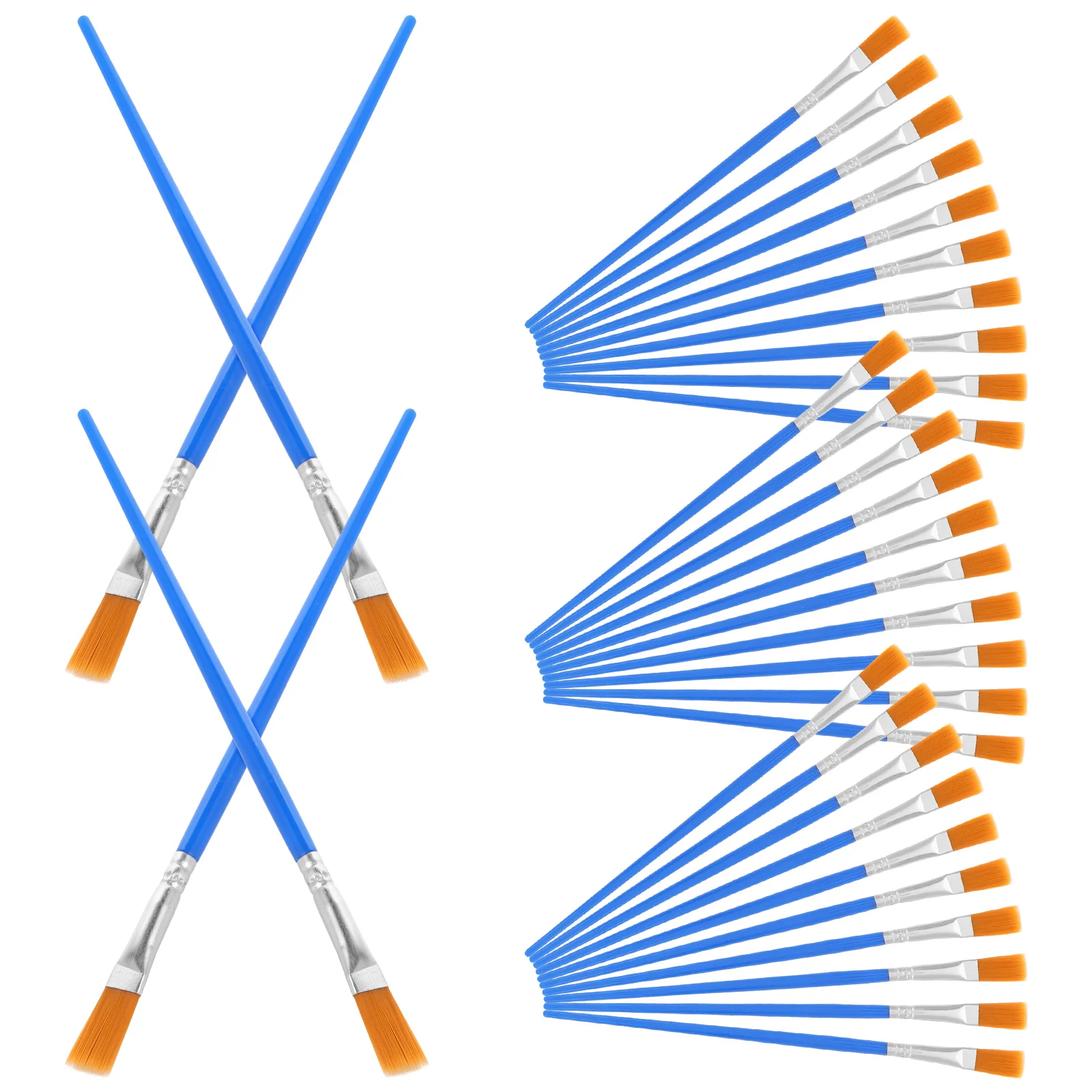 

50 Pcs Flat Tip Nylon Paintbrush Set Canvas Brushes Water Color Painting Supplies Lightweight Portable Professional Tool