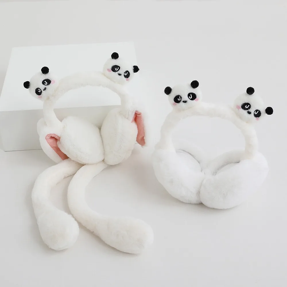 New Plush Panda Ear Moving Earmuffs Soft Keep Warm Ear Cover Cold Protection Warm Tool Windproof Ear Cap Women