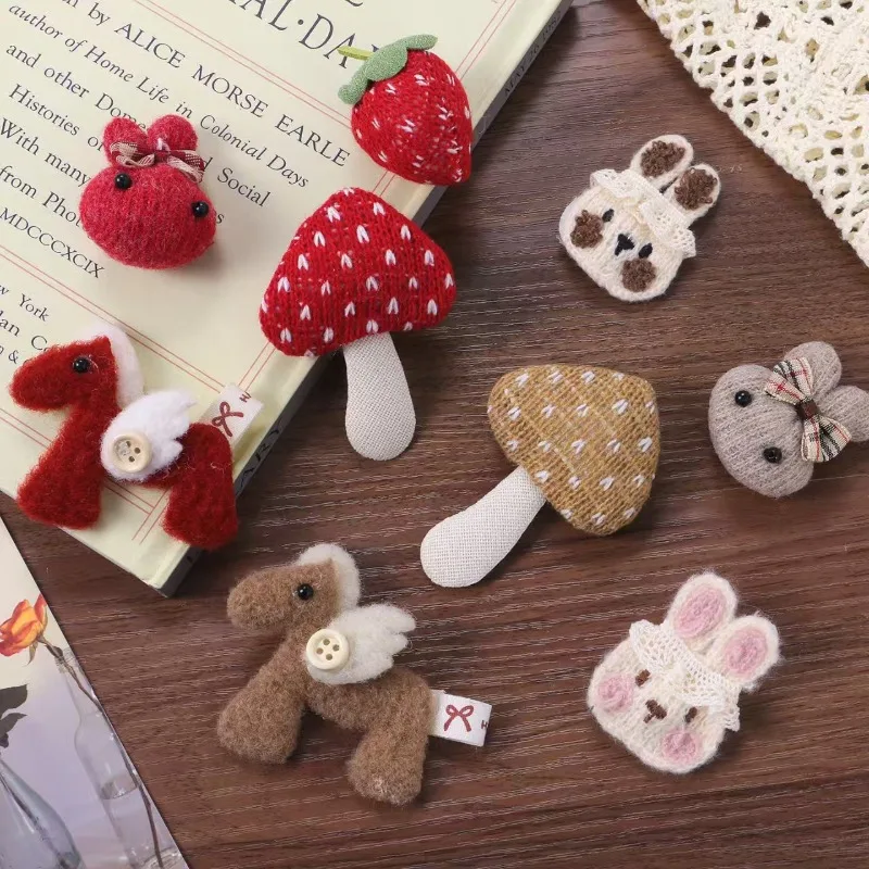 Fabric Brooch Korean Style Cartoon Bunny Pony Headwear DIY Pin for Women Girls Clothing Bag Gift Sturdy Soft Colorful Small