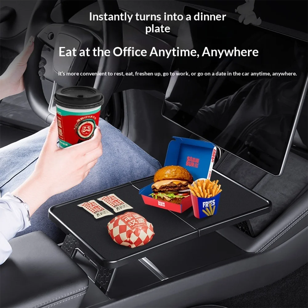 For Tray Table For Tesla Model 3/Y2017-2025Folding Car Steering Wheel Board Laptop Foldable Desk Mount Eating Drinks Tray Holder - view 2