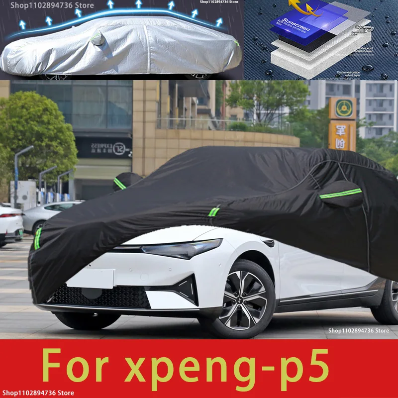 

For Xpeng P5 Fit Outdoor Protection Car Covers Snow Cover Sunshade Waterproof Dustproof Exterior black car cover