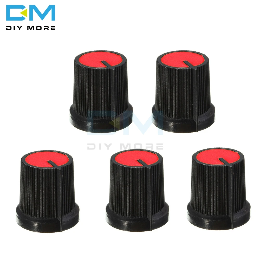 5PCS Black Knob Blue White Yellow Red Orange 5 Colors Face Plastic for Rotary Taper WH148 Potentiometer Knob Hole 6mm New Cap