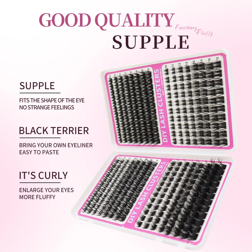 40D/60D/80D/100D grote wimpermix, zwarte stem eyeliner make-up tool, 624PCS/360PCS, wimperverlenging, getufte valse wimpers, D