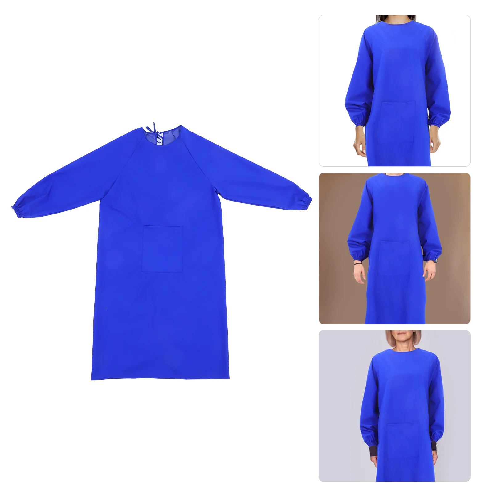 Apron Wear Long-sleeved Backwards Butcher Reverse Shirt Kitchen with Sleeves Blue Waterproof Men and Women