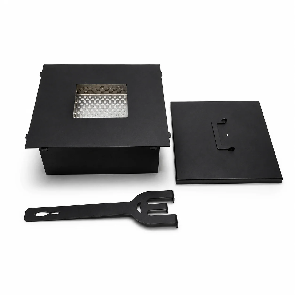 SXFireplace Black Square Manual Bioethanol Burner Insert Stainless Steel Burning Chamber And Extinguishing Lid for Home Heating