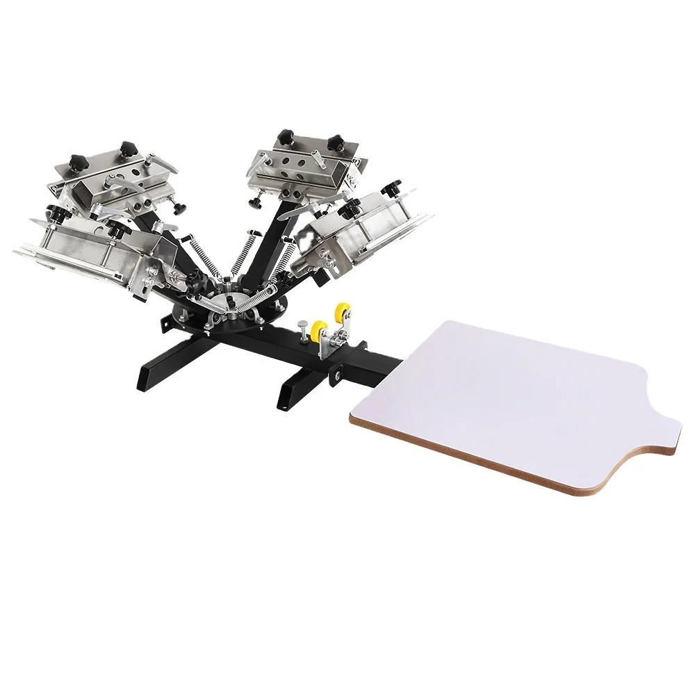 NS401-MR 4 Color 1 Station Factory Prices Single-rotary Textile Silk Screen Printing Press Machine With Micro-registration