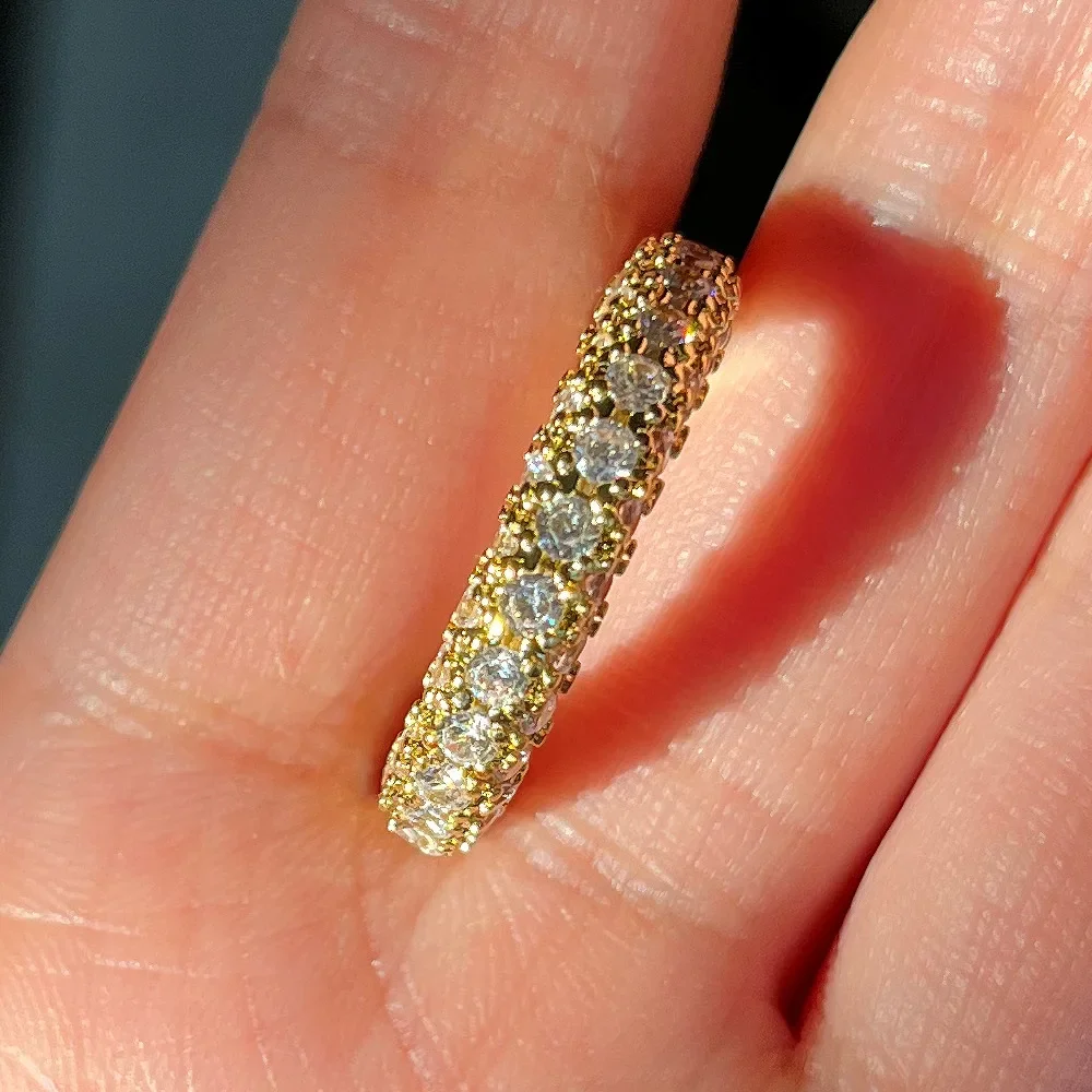 

18K Gold Promise Wedding Ring for Women Micro Paved Cubic Zirconia Simple Versatile Engagement Proposal Ring Party Jewelry
