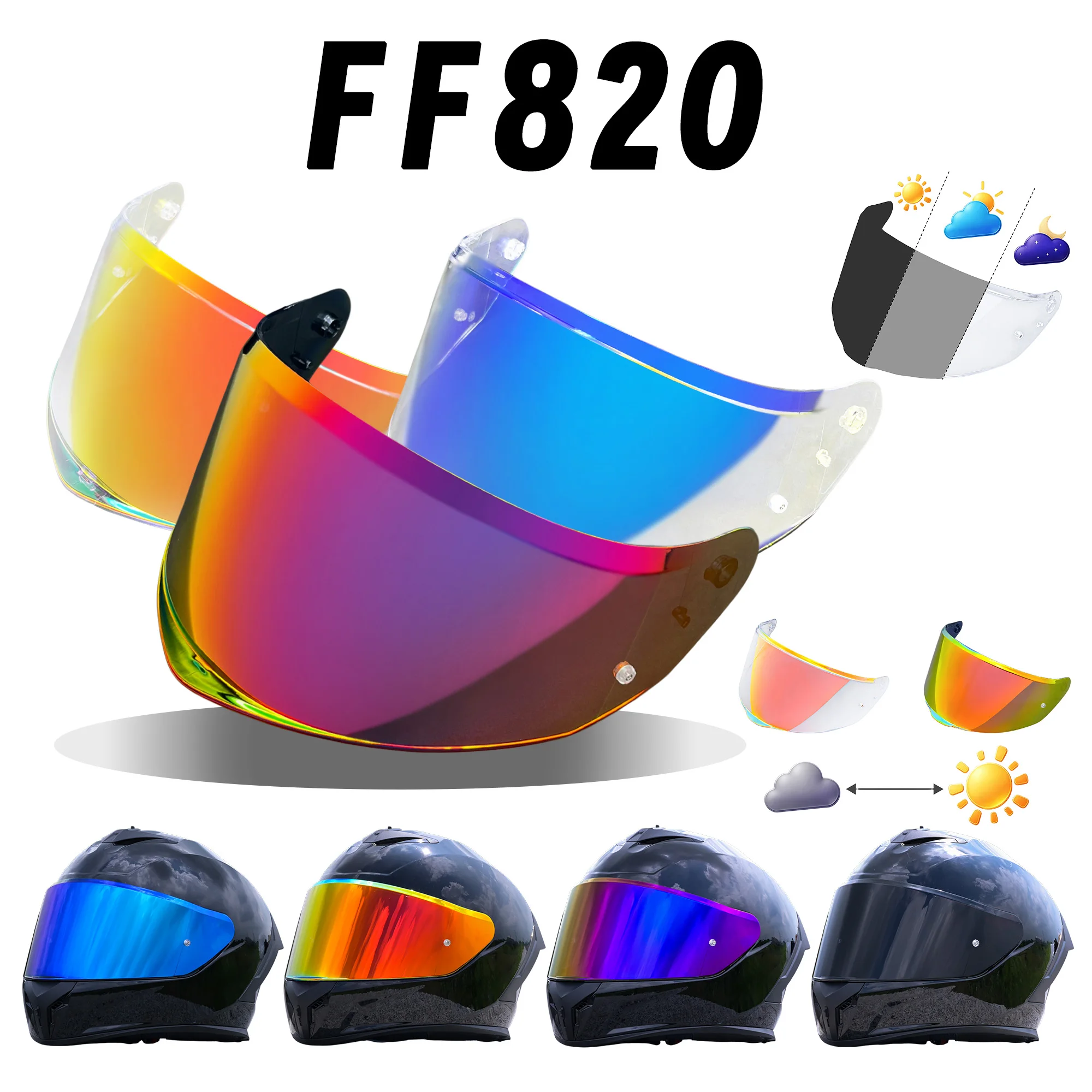 Motobike FF820 Visor for LS2 rapid 3 ummer Riding Helmet Replacement Mask RAPID III Flip Helmet Dust Mask Color Lenses