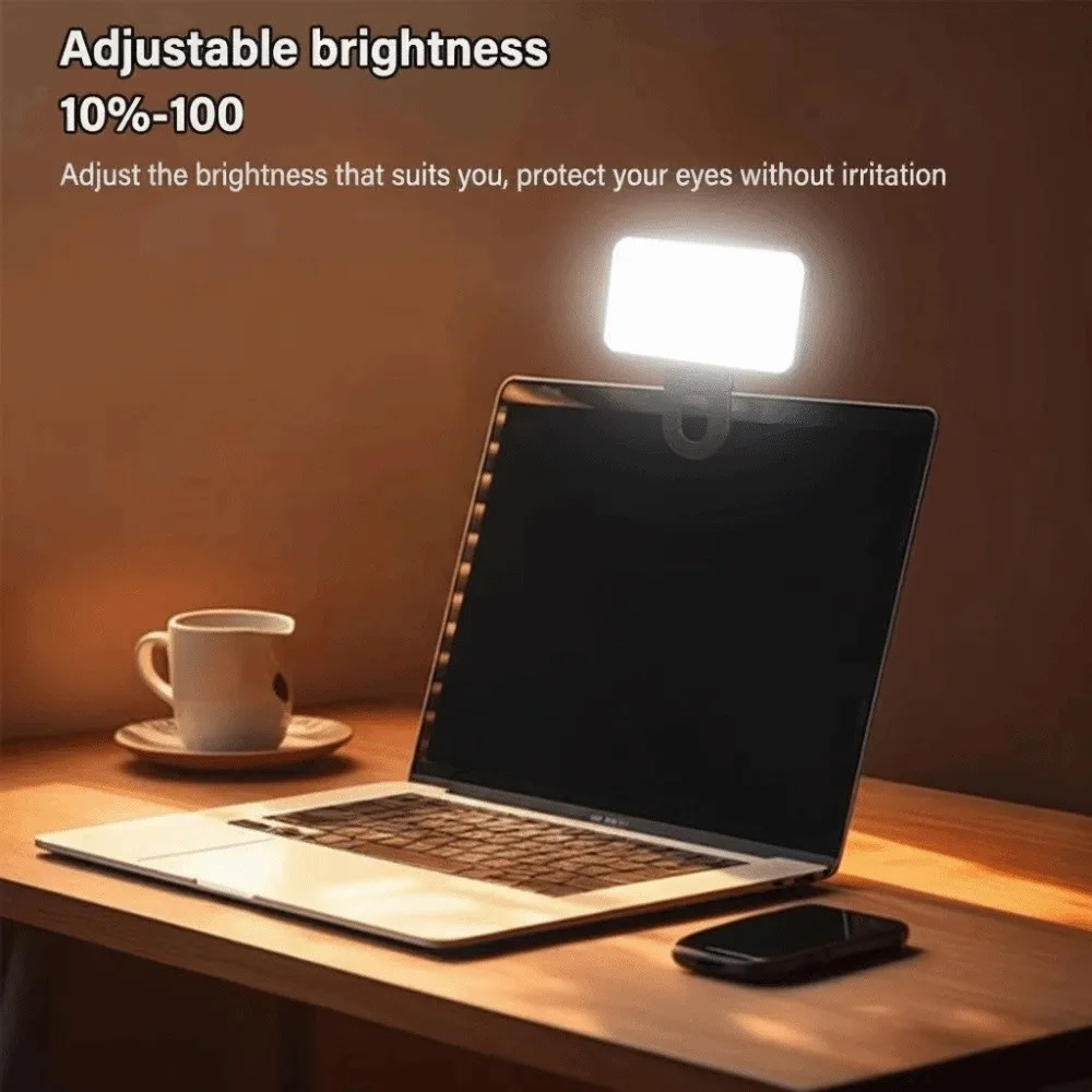 Rechargeable Selfie Fill Light 3 Modes Adjustable Brightness Ring Light Mini Pocket Video Conference Lighting Laptop Use
