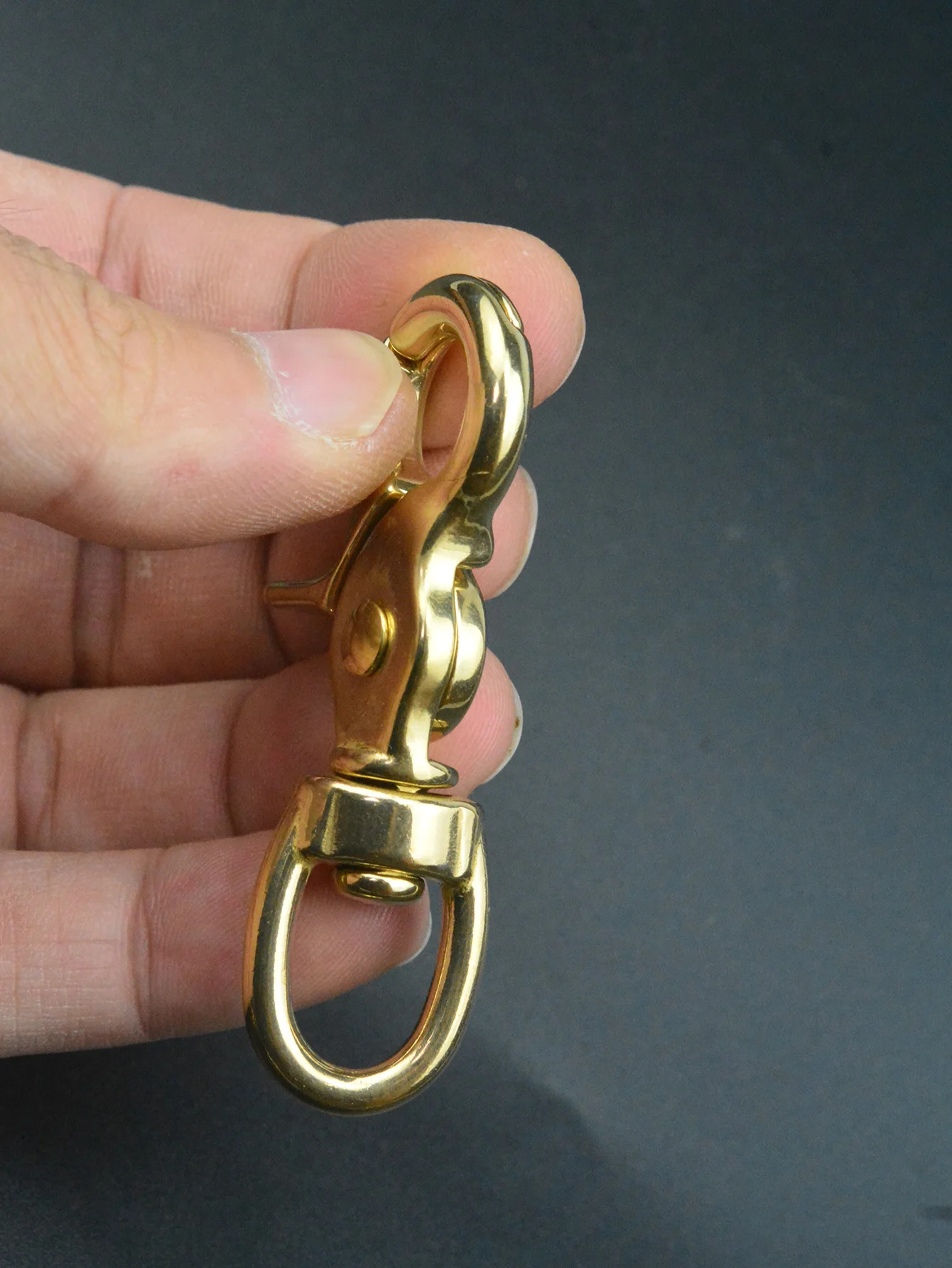 Solid Brass heart Swivel Trigger Snap Hooks Keychain lobster clasp with 0.5inch 12mm O ring leather craft DIY Jean wallet chain