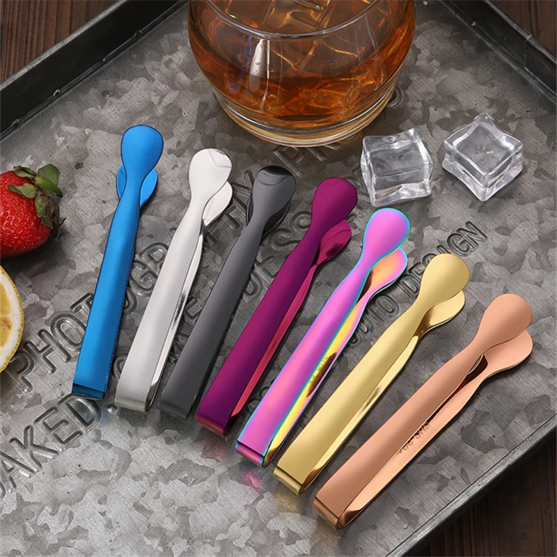 304 Stainless Steel Sugar Cube Clip Round Multifunctional Ice Clips Multicolour Small Food Tongs Kitchen Restaurant Utensils