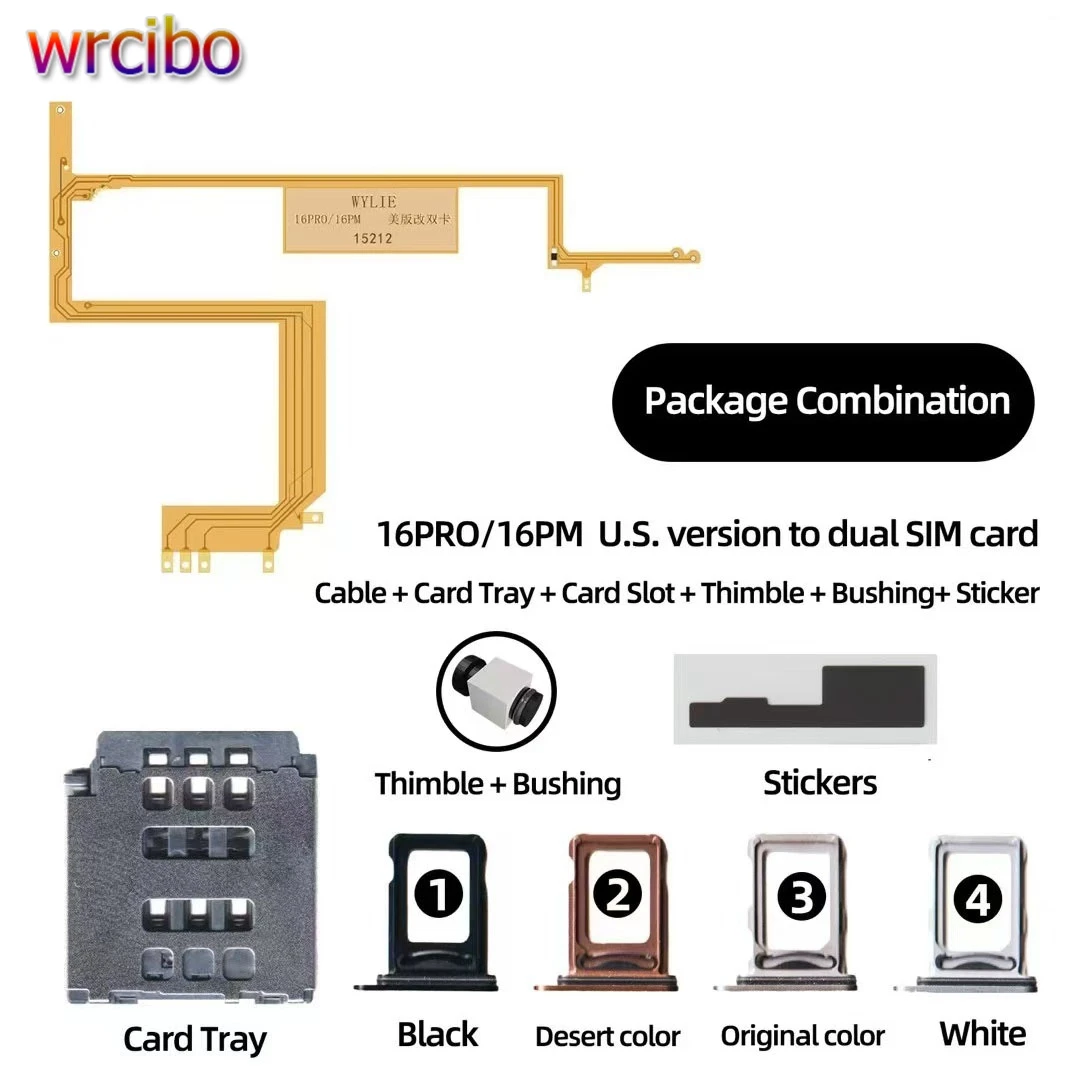 WYLIE Dual Sim Card Flex Ca‮lb‬e Replacement Kit For iPhone 16-16 Pro Max US Version e-Sim Card Layering Card Sticker DIY Tools