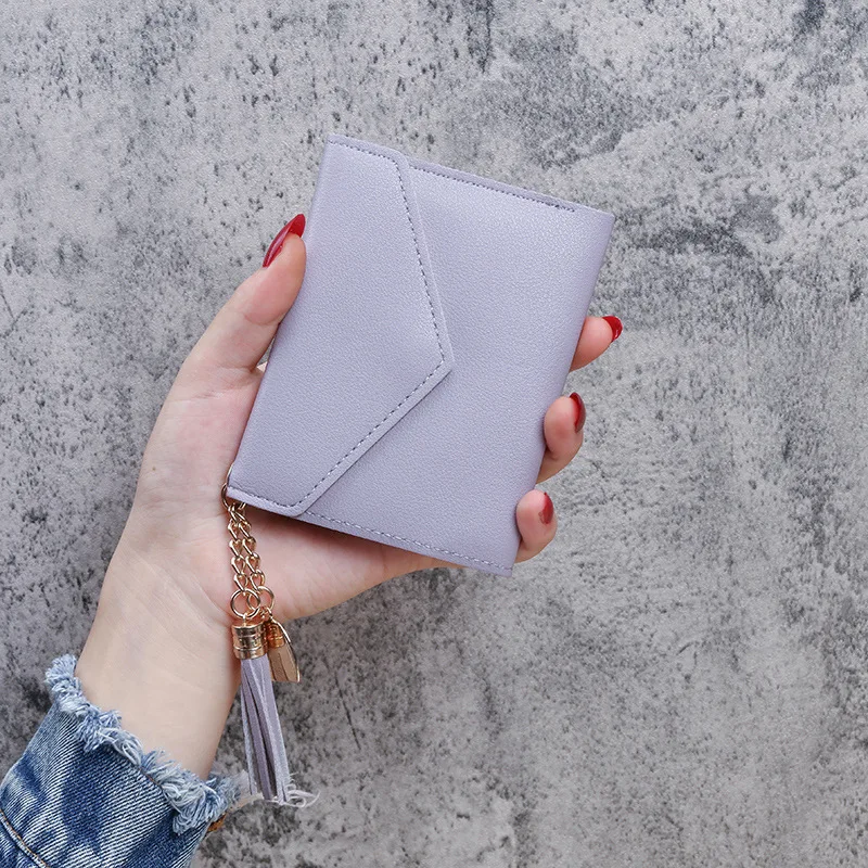

Womens Wallet Cute Student Tassel Pendant Short Wallet Trend Small Fashion Purse Coin Purse Ladies Card Bag