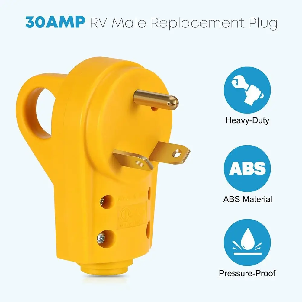 New 125 Volt 30 Amp Camper Plug Adapter RV Receptacle Plug Heavy Duty Caravan Power Plug Accessories Repairing Replacement