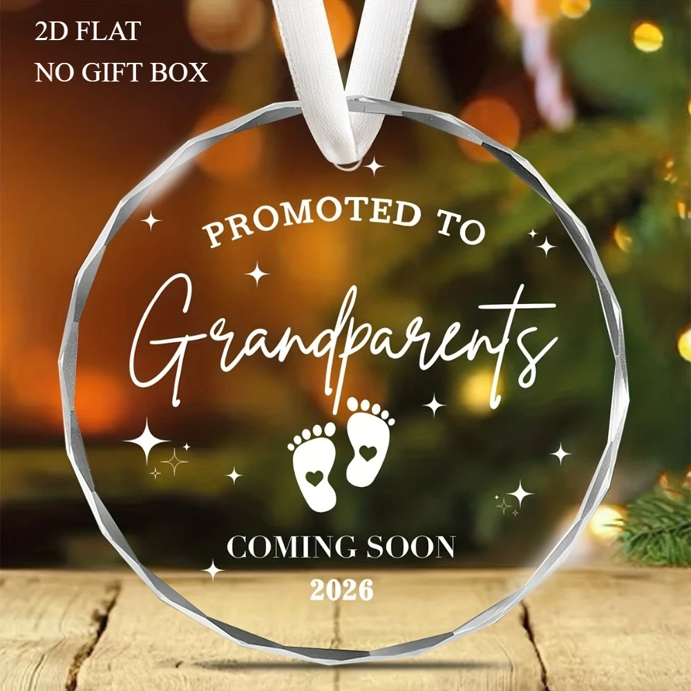 مسطح ثنائي الأبعاد، قطعة واحدة، زينة إعلان الجد المطورة لعام 2026 - ديكور مستدير للأطفال الحوامل مقاس 8 سم، هدية مثالية لعيد الميلاد #1