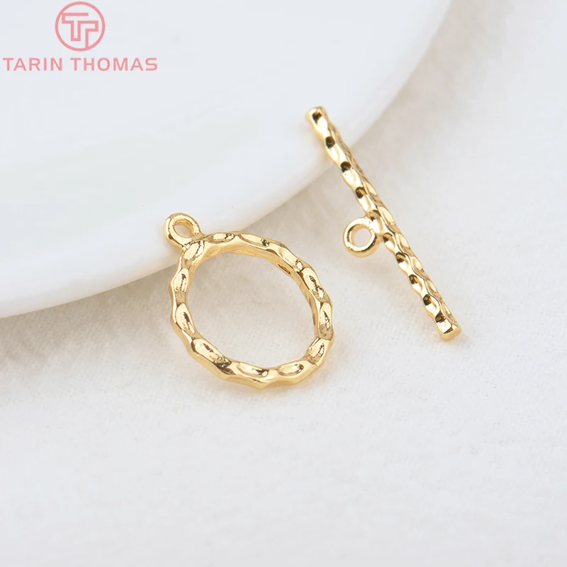 (3324)6 Sets O:15MM T:25MM 24K Gold Color Plated Brass Round Bracelet O Toggle Clasps High Quality Diy Jewelry Accessories