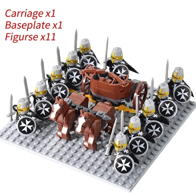 Medieval Knights mini Action Figures Building Blocks Roman Chariot Carriage Soldier War Horse Bricks Toys for Children Gift