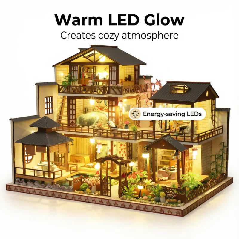 OUZEY 3D constructeur en bois Dlocks Duilding bois Duilding maisons miniatures Kit petite maison bricolage maison Miniature jouets créatifs