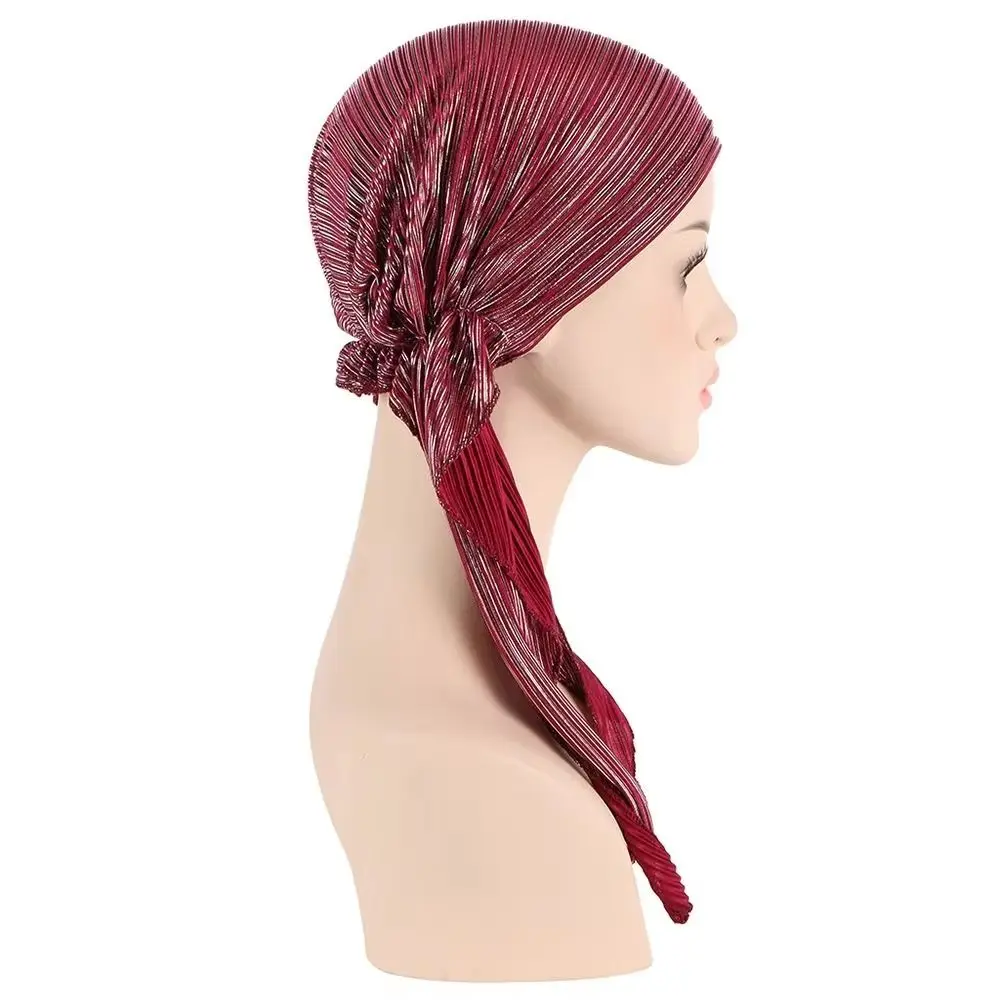 Soft Muslim Headscarf Hat Comfortable Lightweight Pre-Tied Bonnet Stretch Fabric Solid Color Lady's Muslim Hijab Ramadan