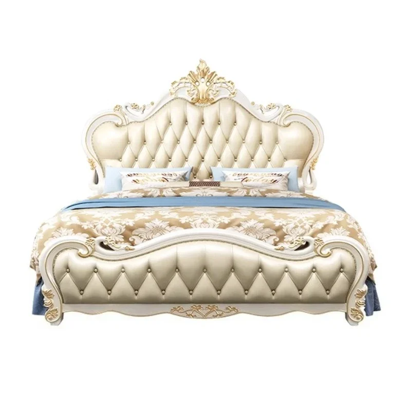 

European Solid Wood Bed Double Princess Wedding High Quality Designer Bedroom Bed Modern Castle Queen Beliche Hotel Furniture
