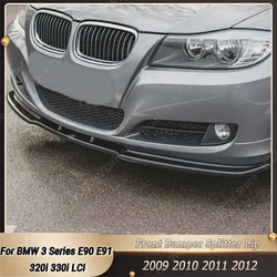 Car Front Bumper Lip Spoiler Splitter Diffuser Body Kit Tuning ABS For BMW 3 Series E90 E91 320i 330i 2009-2012 LCI Gloss Black
