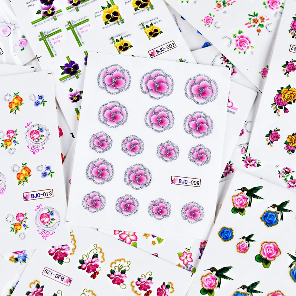 

55 листов наклеек для декора ногтей, стикеры для френча, цветочные узоры, водные цветочные мотивы