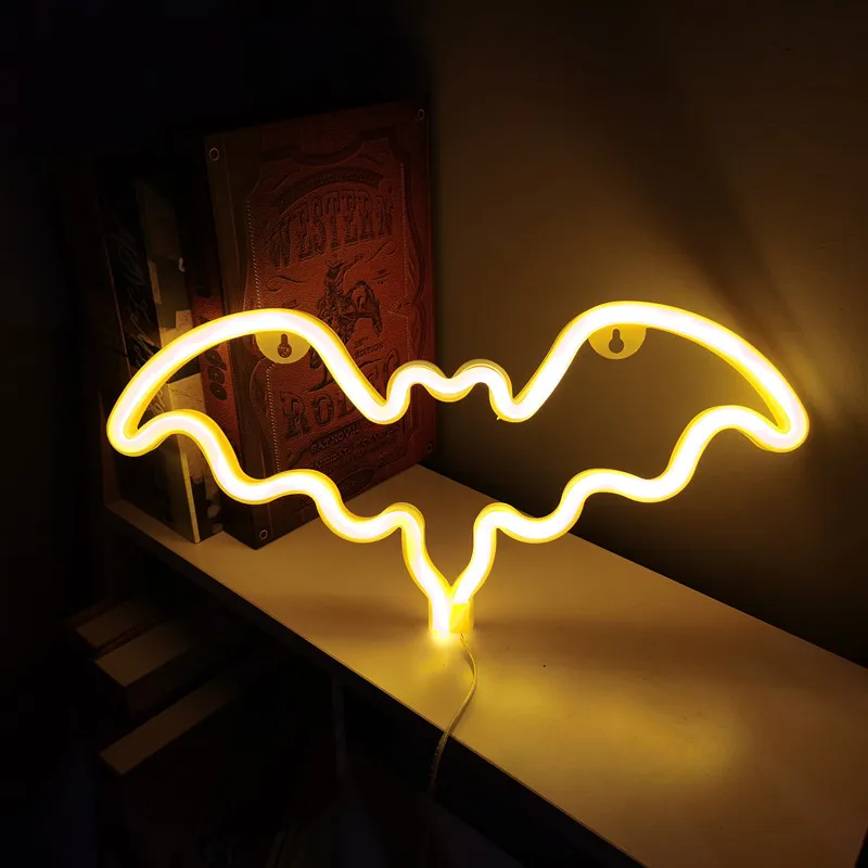 LED Bat Neon Lamp Halloween Decoration Festival Atmosphere Neon Light For Bedroom Party Wall Home Hanging Decor Adult Kid Gift