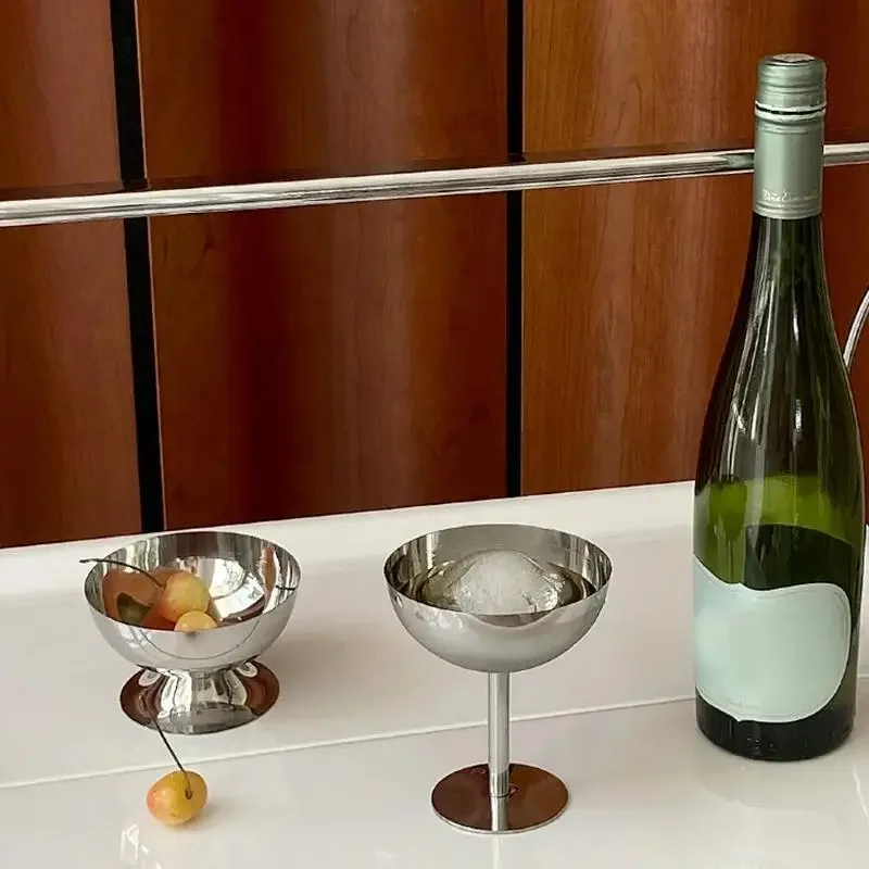 كوب الآيس كريم الفولاذ المقاوم للصدأ طبق للوجبات الخفيفة المطبخ سلطة شربات صنع وعاء بار كؤوس مشروبات بودنغ الحلوى أدوات المائدة