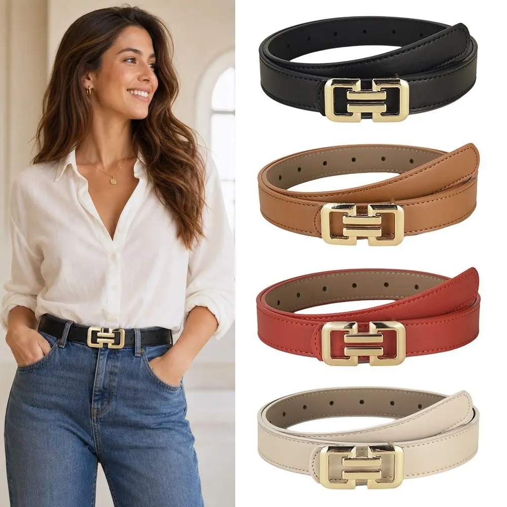 Fashion PU Women Belt Adjustable Multicolor Waist Belt Alloy Buckle Slim Pants Belt Women's Accessories