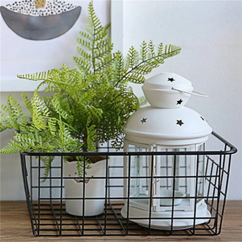 

AA19 3X Hollow Iron Wired Basket, Storage Baskets Metal Basket Without Interlining Bathroom Kitchen Organizer Black