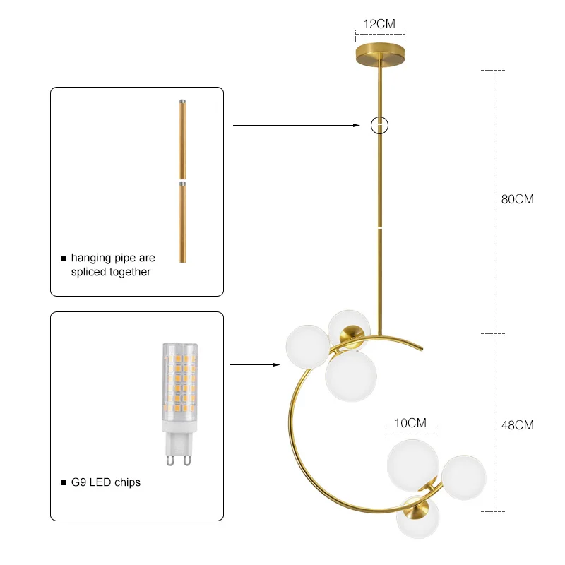 Imagem -03 - Esfera de Vidro Nórdica Lustres para Sala de Jantar Design Simples Decoração de Casa Moderna Luz Pendente Lustres de Cozinha Lâmpada Suspensa de Latão