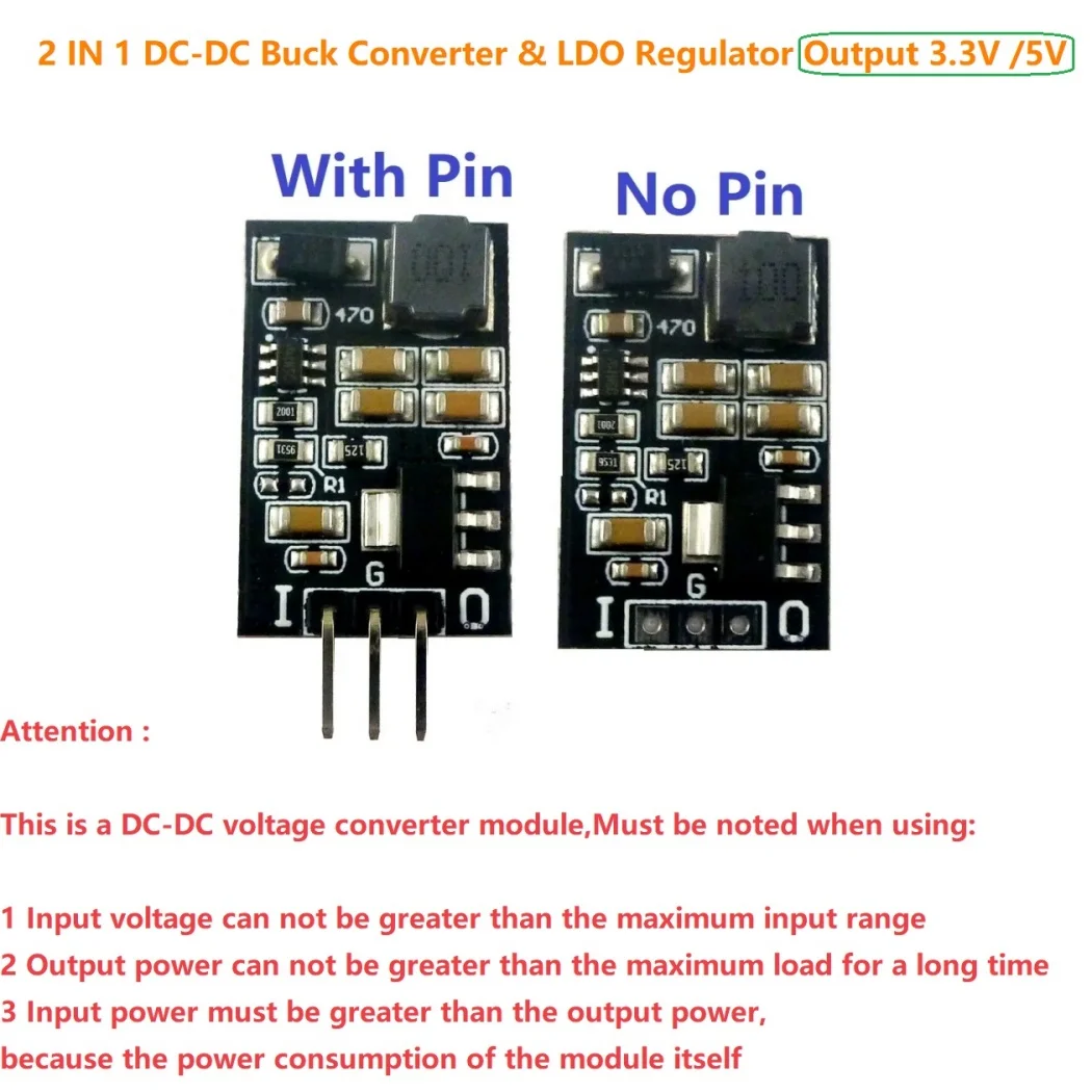 2 IN 1 5W DC-DC Buck Converter & LDO Regulator DC 6-40V to 5V 3.3V Step-Down Power Module replace L7805 AMS1117