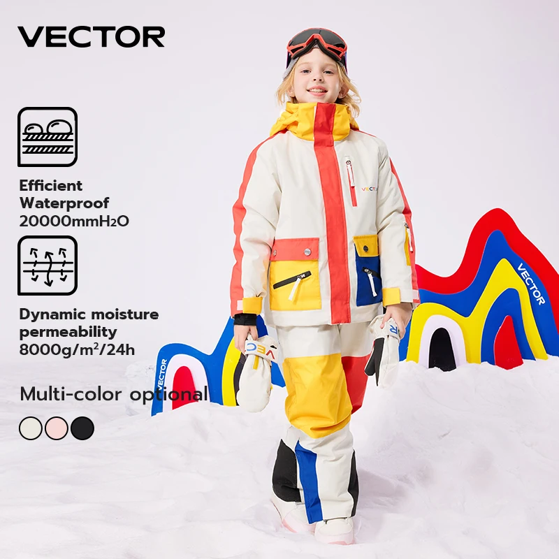 سترة تزلج قابلة للتعديل من الصوف للأطفال من ماركة VECTOR للأولاد والبنات تخصيص خارجي مقاوم للماء وجيد التهوية