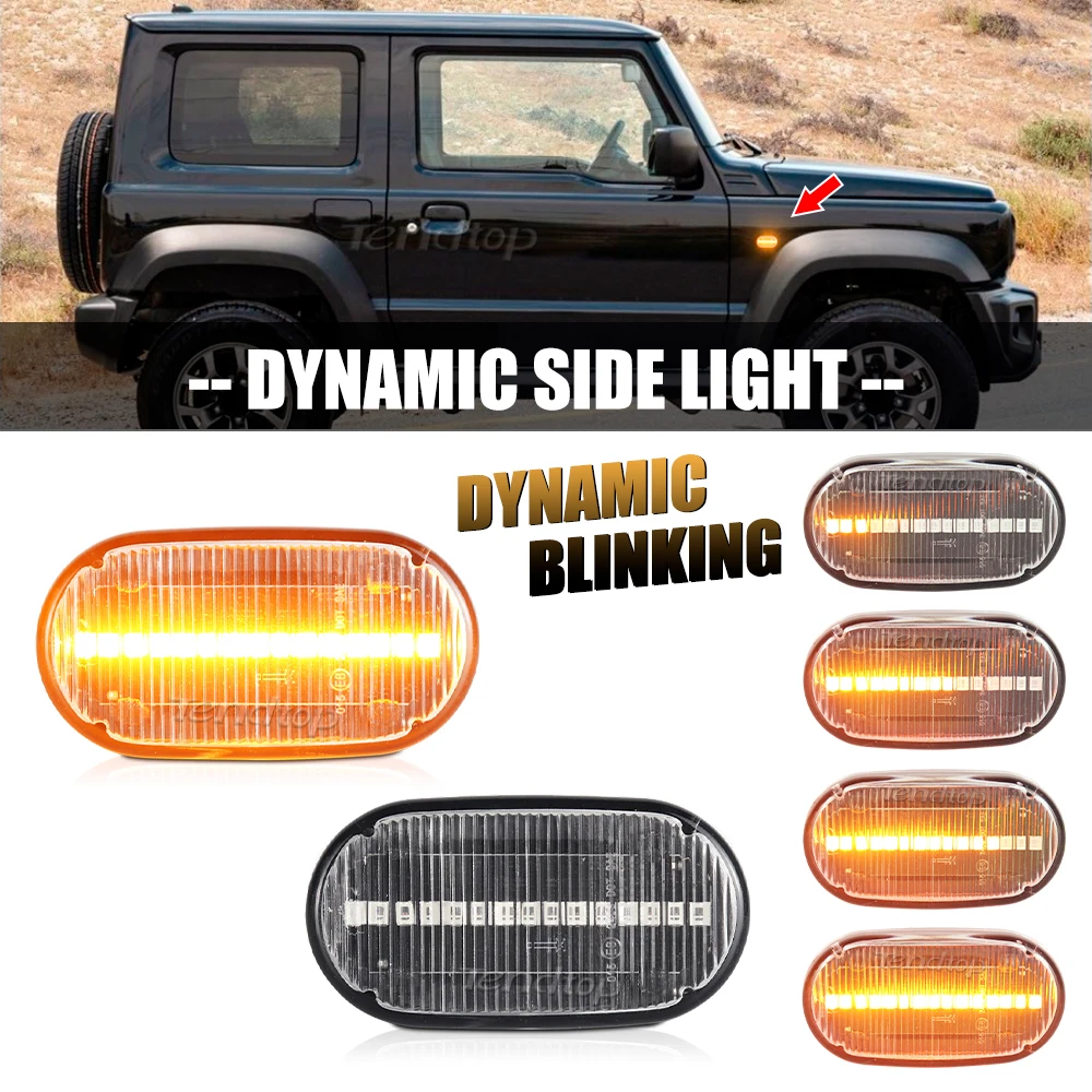 2Pcs Sequential LED Flashing Dynamic Side Marker Lamp Turn Signal Light For Suzuki Jimny JB64W JB74W JB23W Mazda Chevrolet