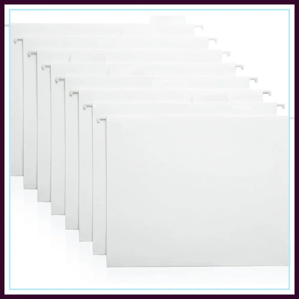 

White Hanging File Folders – 8 Pack, Letter Size for Home Office & Filing Cabinets