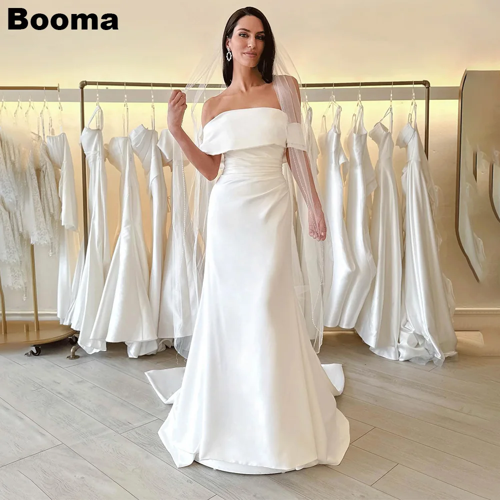 Booma-Robes de soirée de mariage simples pour femmes, robes de mariée cape, longueur au sol, robes de mariée, quelle que soit la robe de mariée