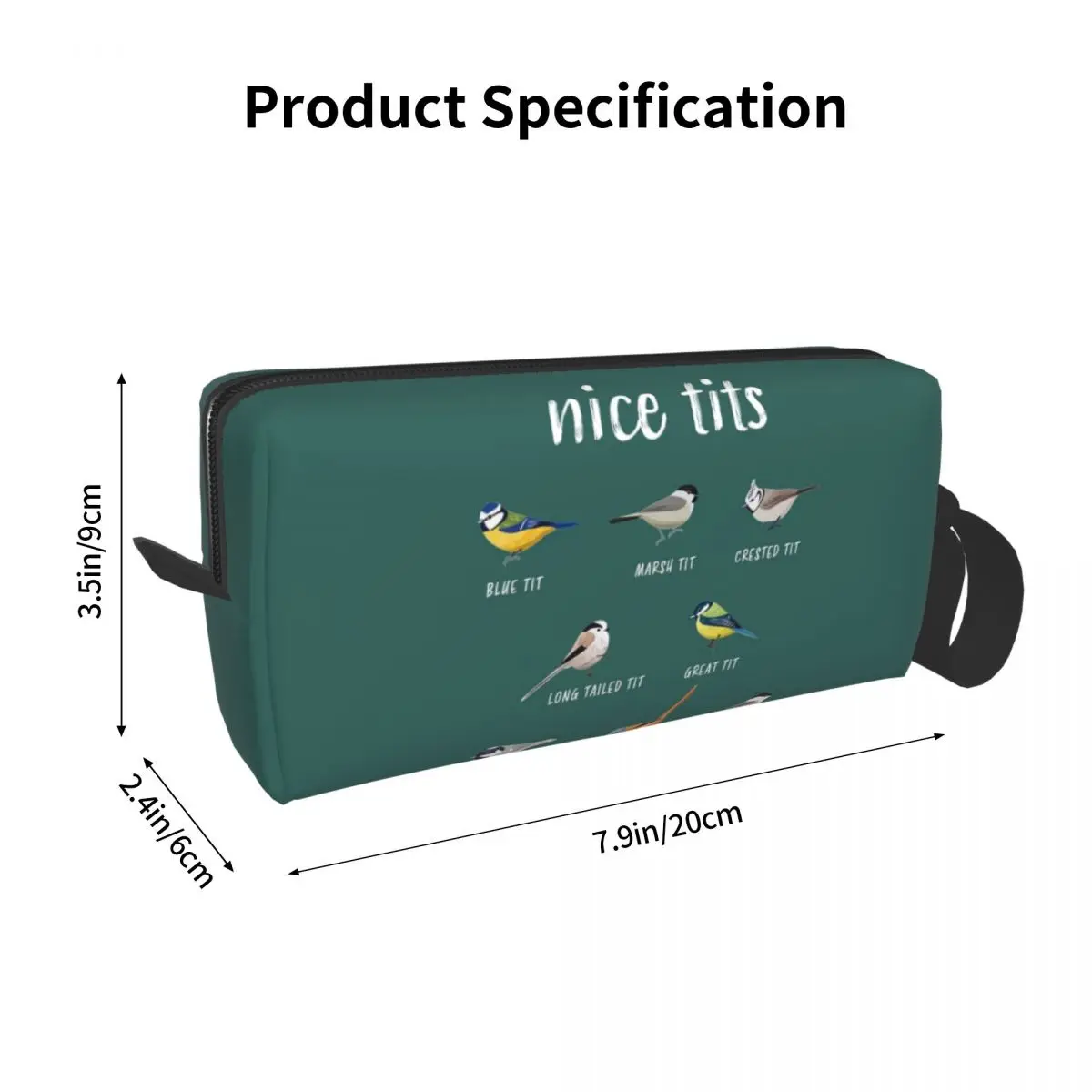 Nice Tits Funny Bird Watching Gift For Birder Men And Women Makeup Bag Cosmetic Organizer Storage Dopp Kit Toiletry Cosmetic Bag