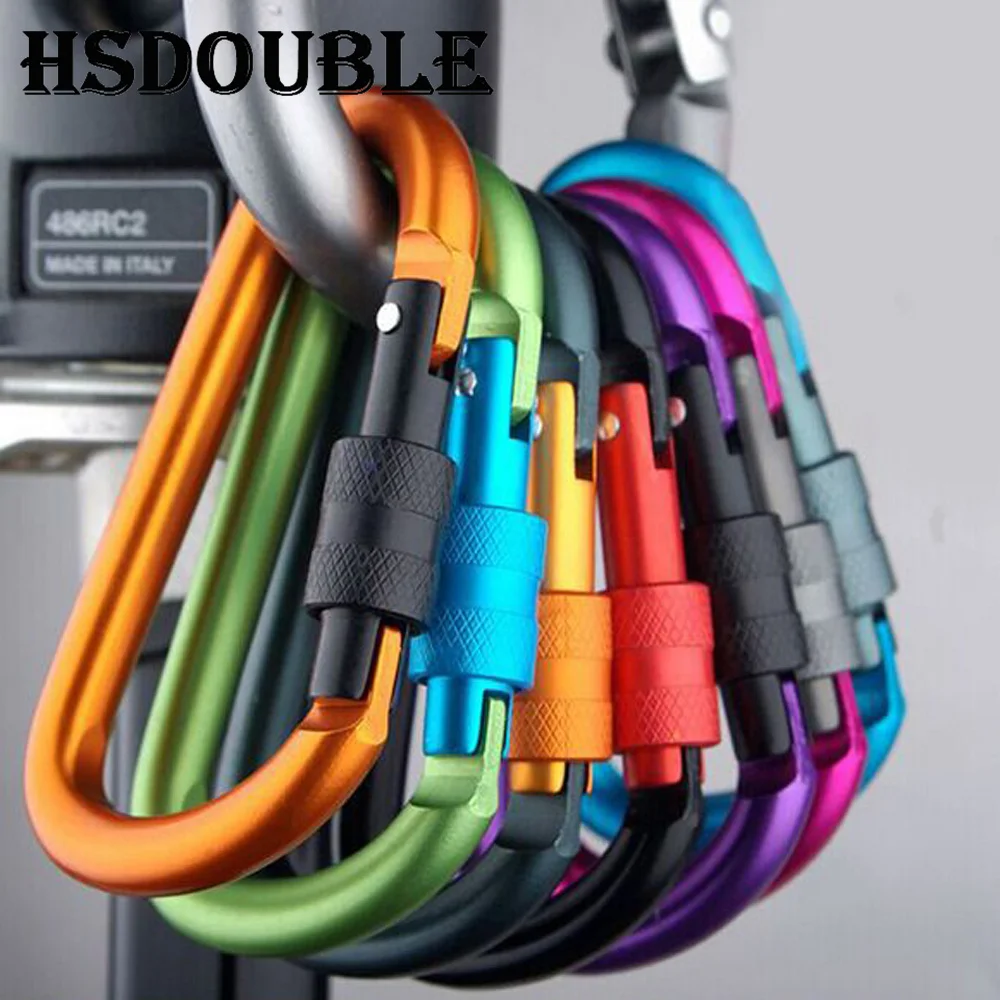 1Pcs Aluminum Carabiner D-Ring Key Chain Clip Snap Hook Karabiner Camping Keyring 8 Colors