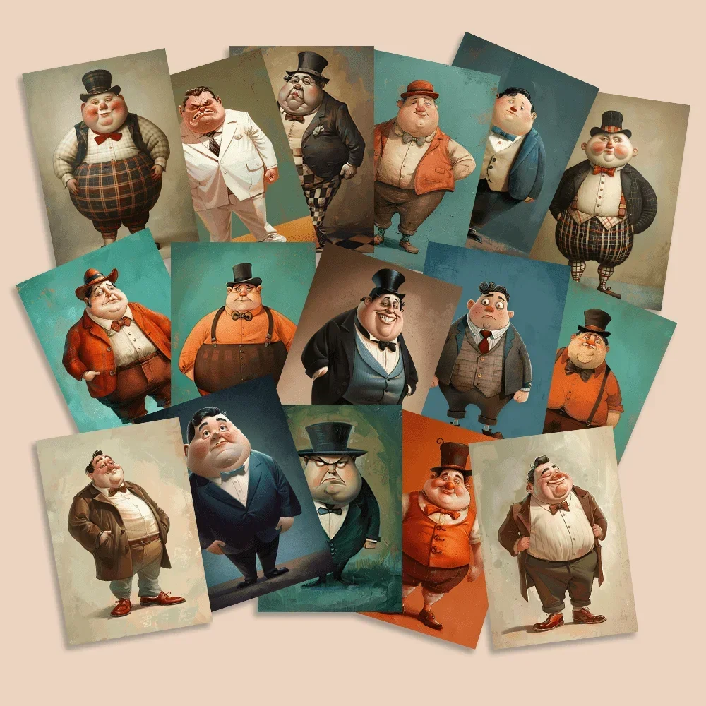 

32pcs,cartoon chubby gentleman,postcards,decoration/greeting cards/postcards, high-definition printing, collectible and mailable