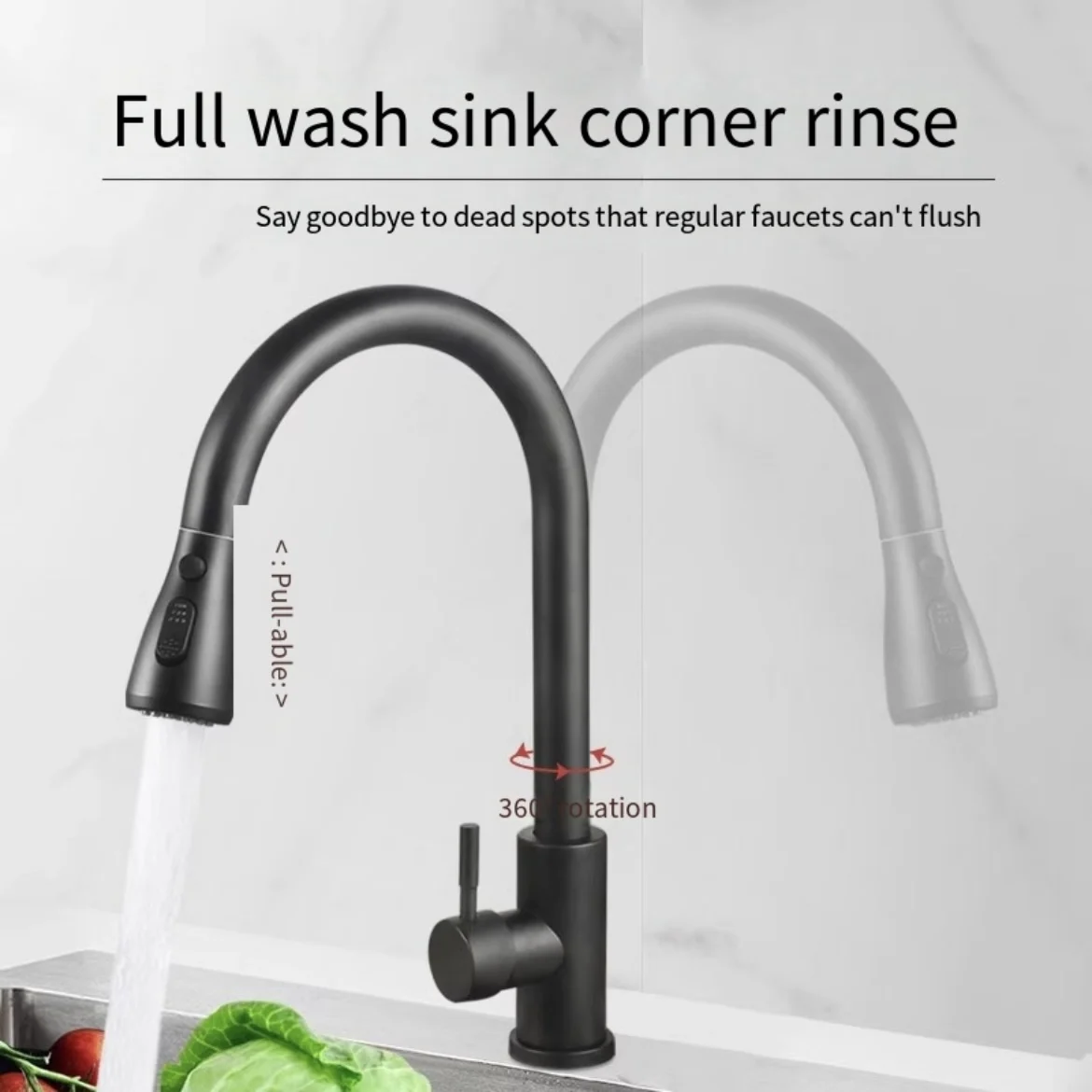 Home Kitchen faucet hot and cold can be rotated 304 stainless steel washing basin pull telescopic sink faucet