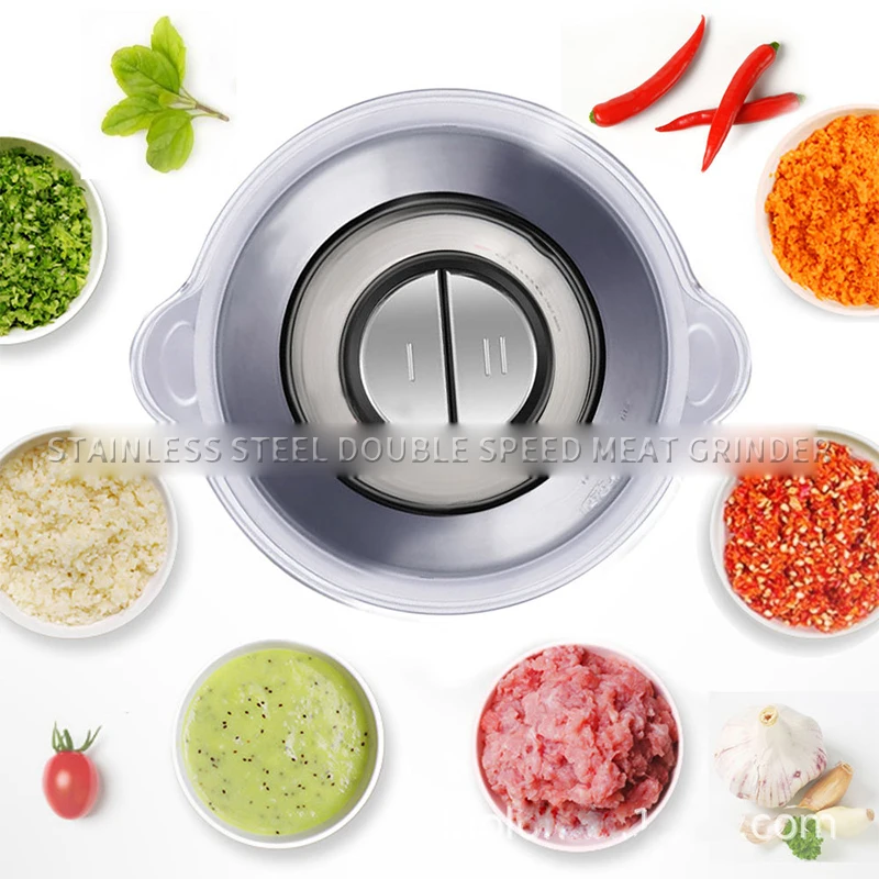 2L Stainless Steel Double Speed Meat Grinder Food Processor Household Multifunctional Cutter  Meat Grinders Electric