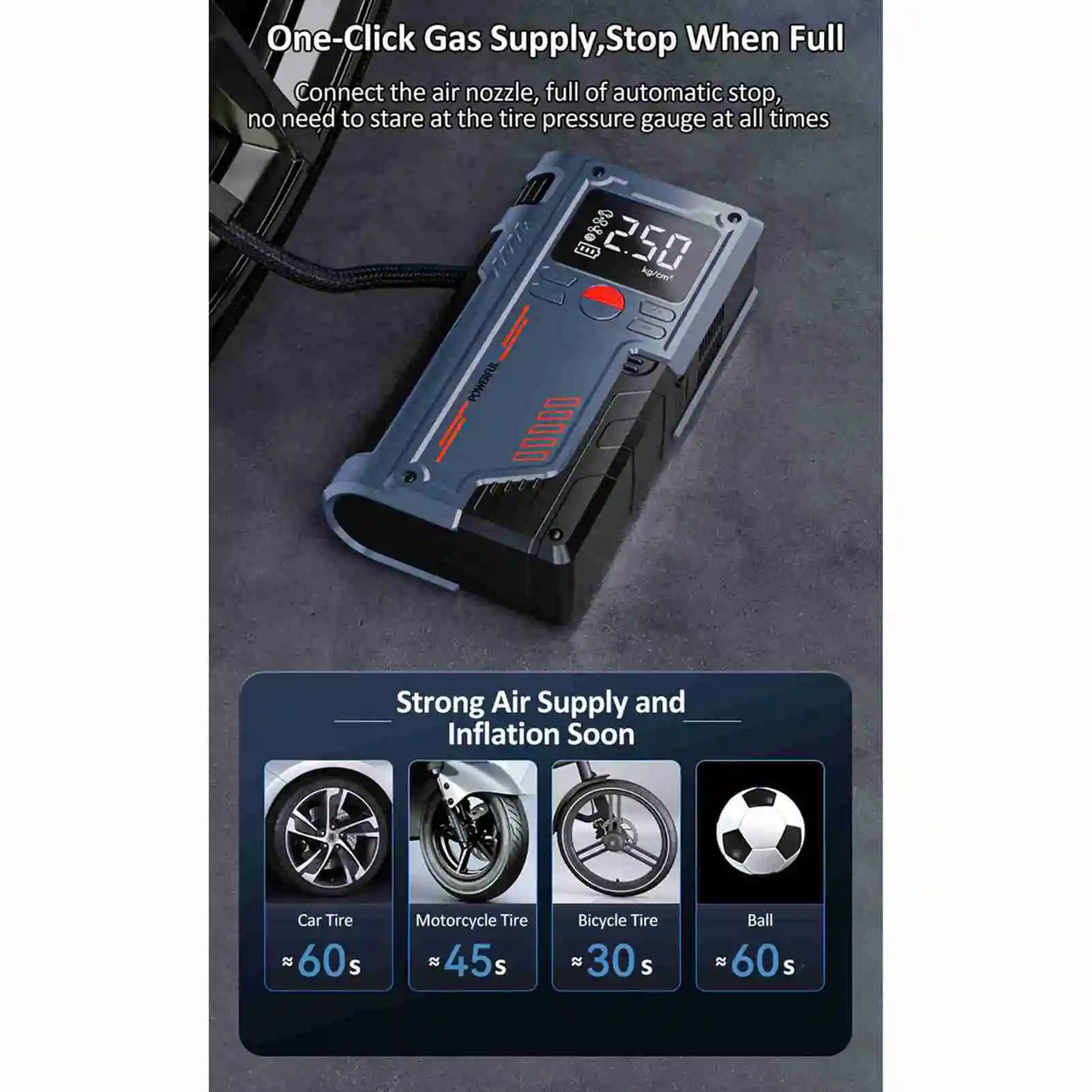 

10000mAh Portable Car Jump Starter - Multi - Functional Power Bank 12V Battery Booster with LED Light